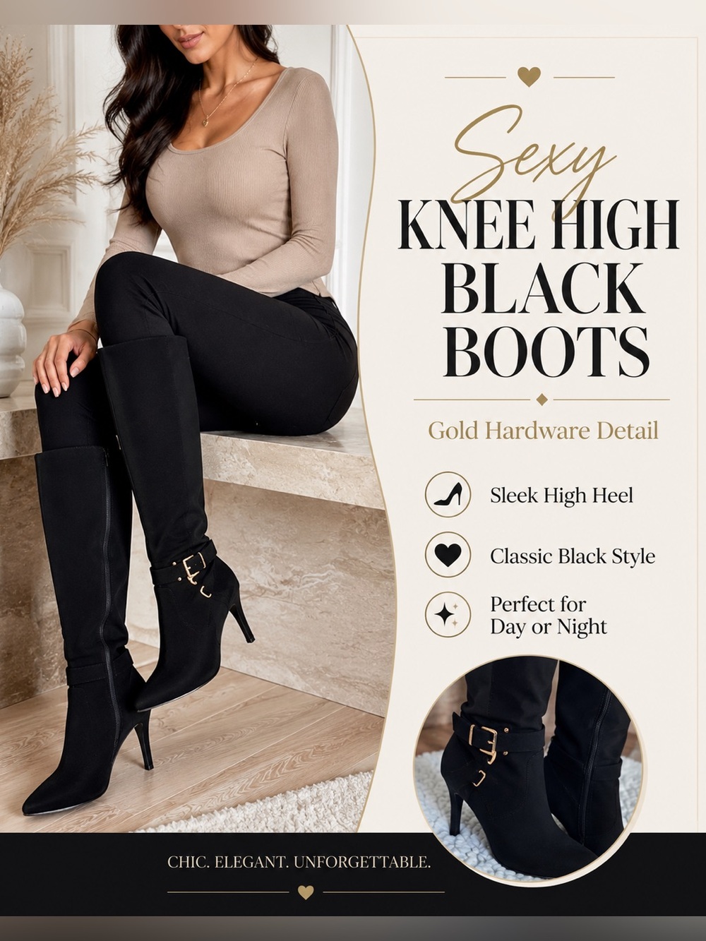 Andiamo Knee High Boots - Size 9